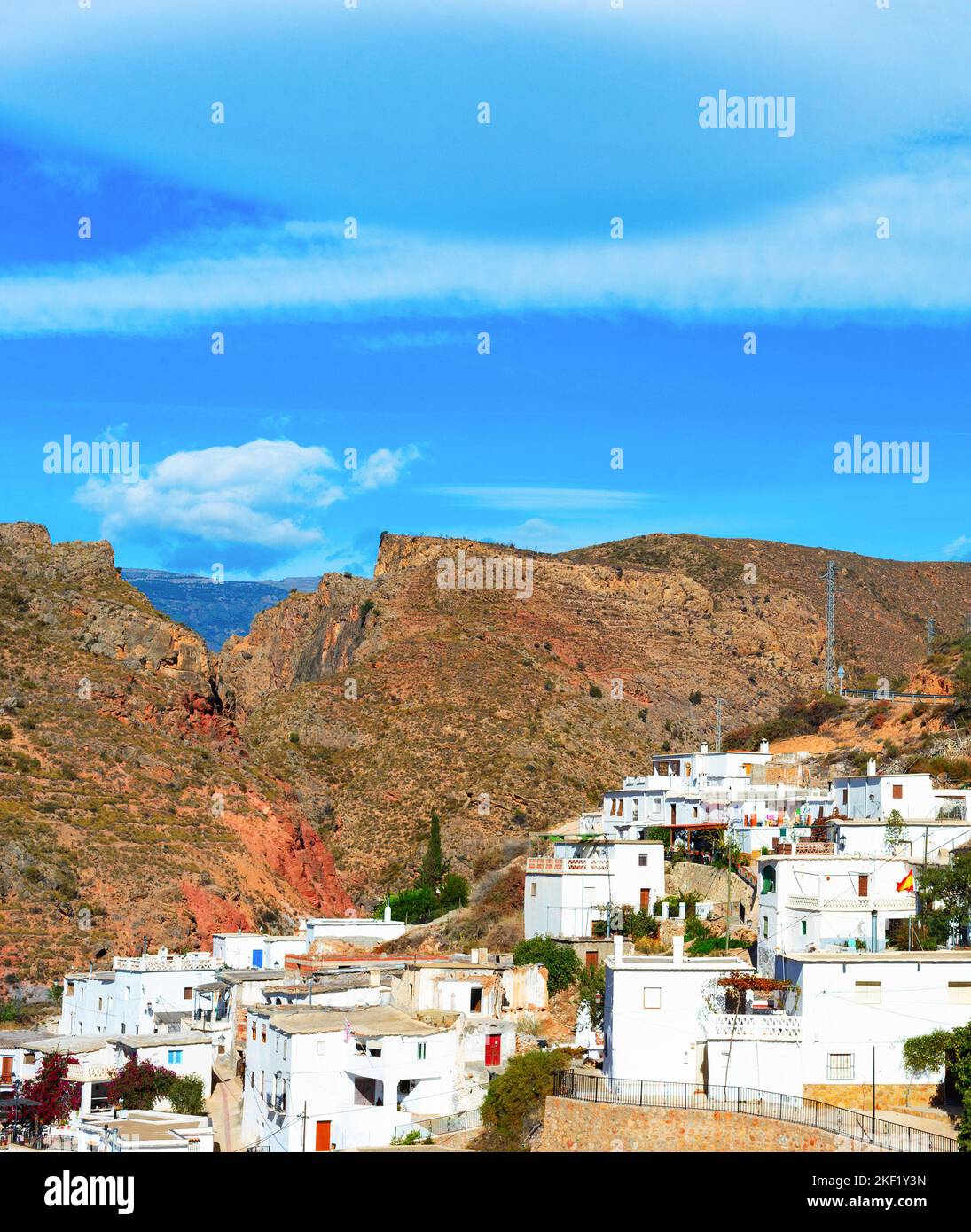 Cartagena architecture on mountain hill view, Darrical, Spain Stock Photo