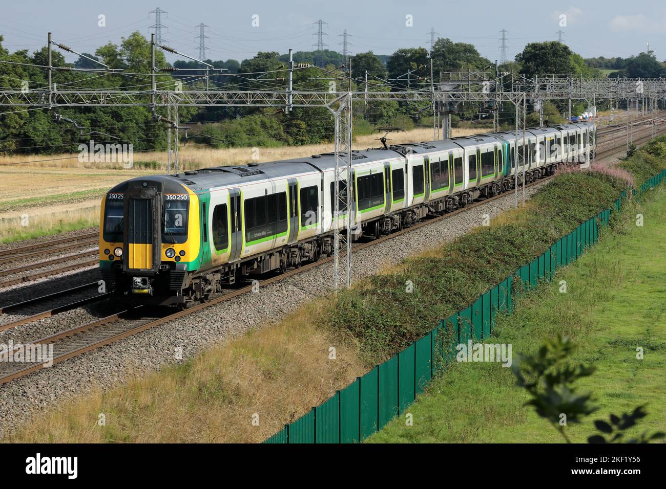 Class 350 electric passenger train, near Rugeley, Staffordshire, UK, in August, 2022. Stock Photo
