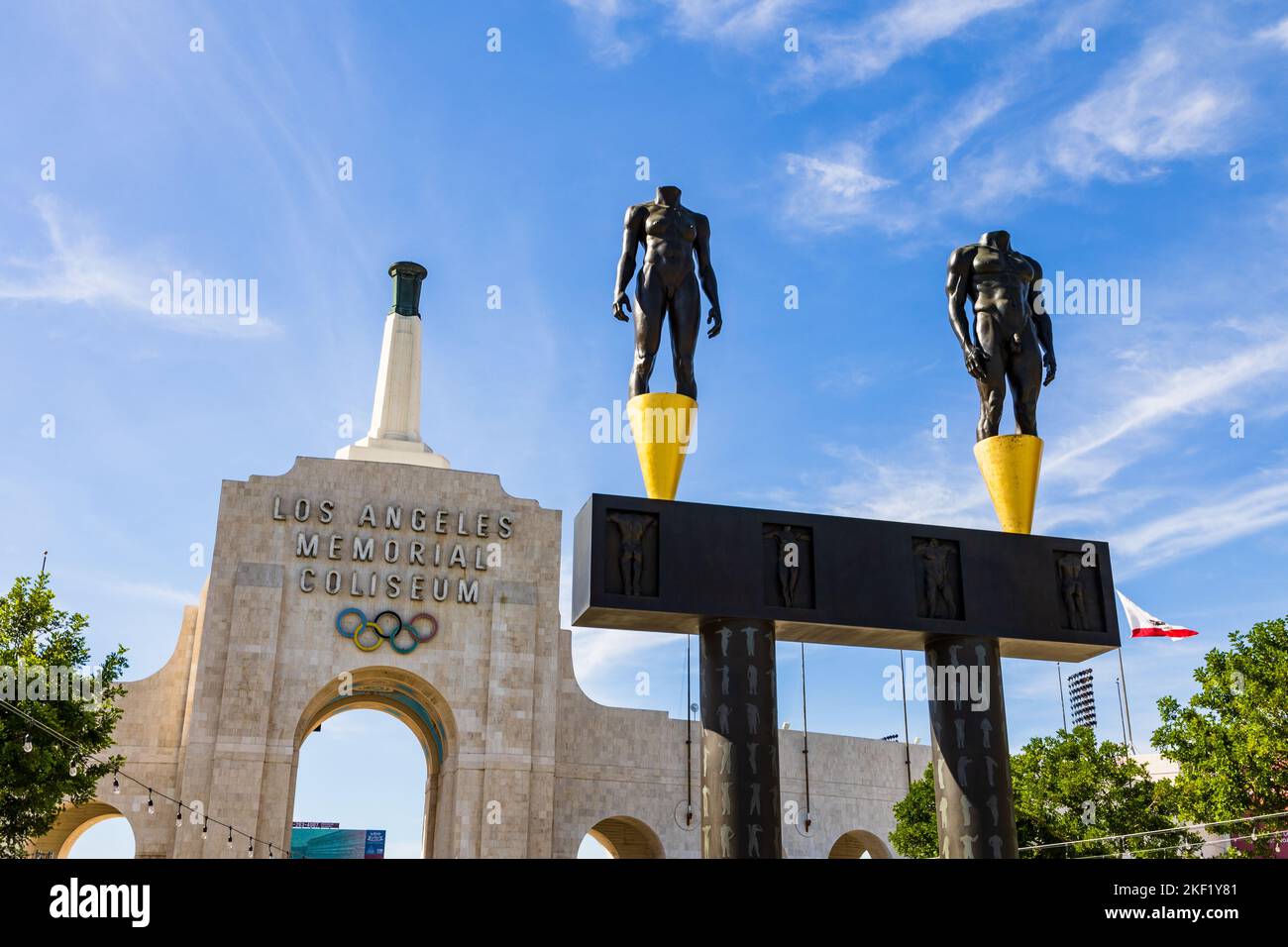 Los Angeles, CA - November 2022: Los Angeles Memorial Coliseum, home to USC football, Olympics and other events. Stock Photo