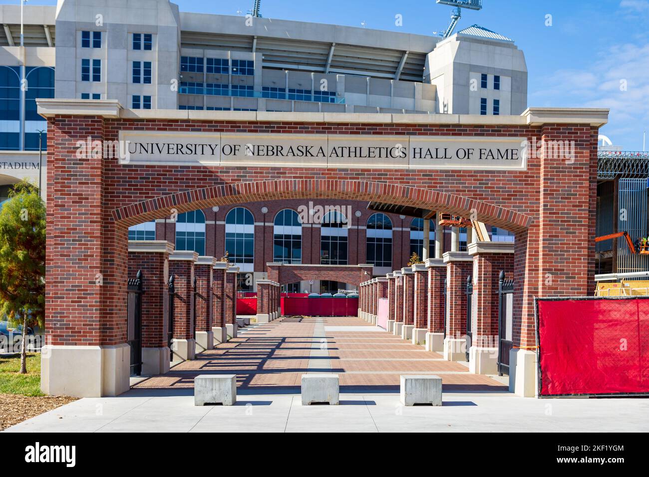 Lincoln, NE - October 2022: The University of Nebraska Athletics Hall of Fame in front of Memorial Stadium Stock Photo