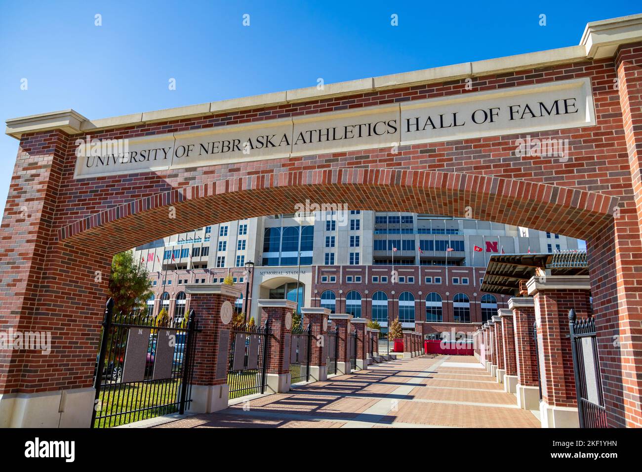 Lincoln, NE - October 2022: The University of Nebraska Athletics Hall of Fame in front of Memorial Stadium Stock Photo