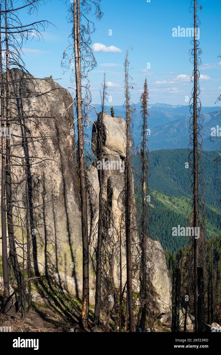 Photograph of Devil's Chair, a rock formation along the Lolo Trail, Clearwater National Forest, Idaho, USA. Stock Photo