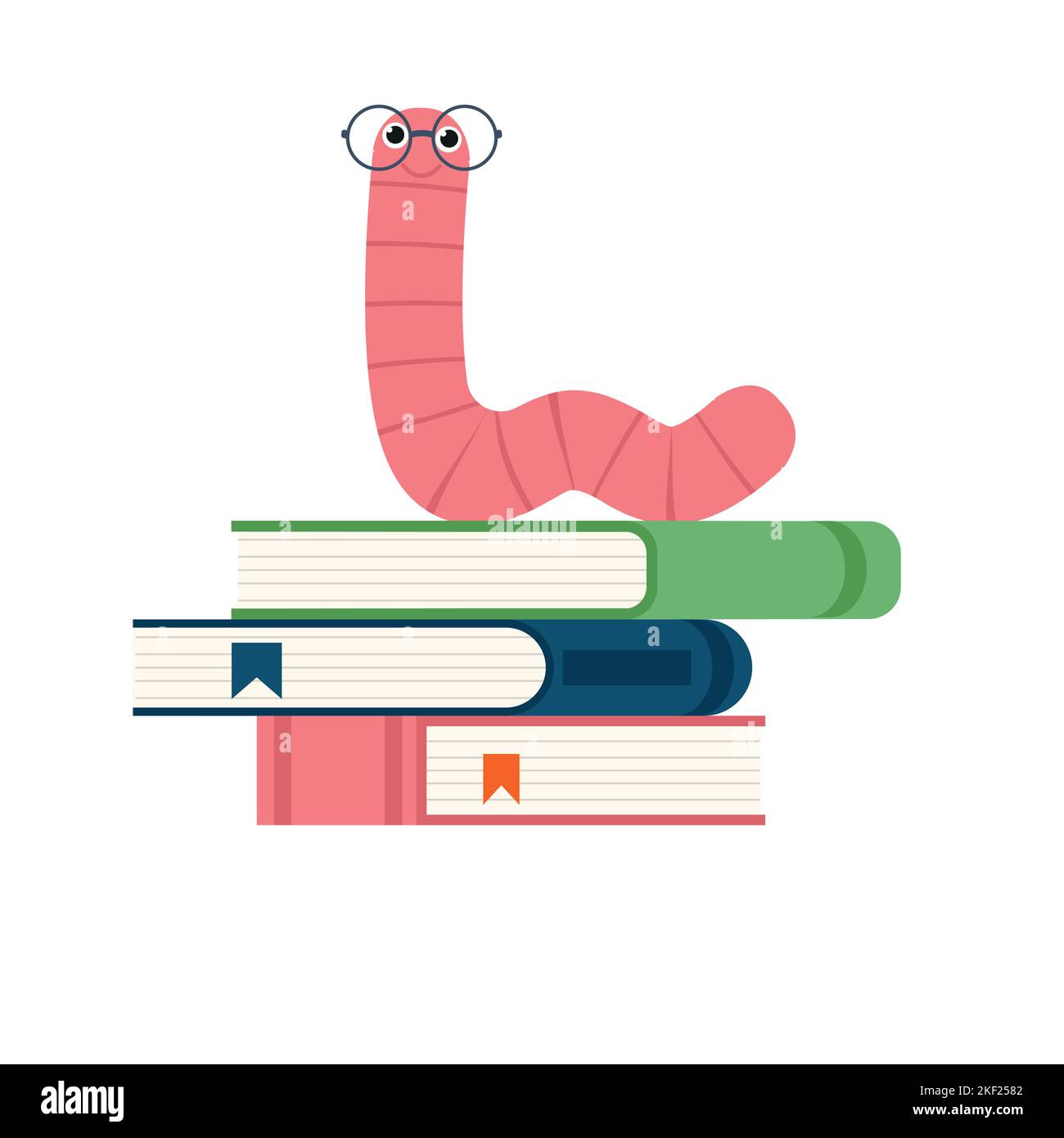 A cute caterpillar bookworm worm cute cartoon character education mascot wearing graduation hat and glasses reading a book eps 10 Stock Vector