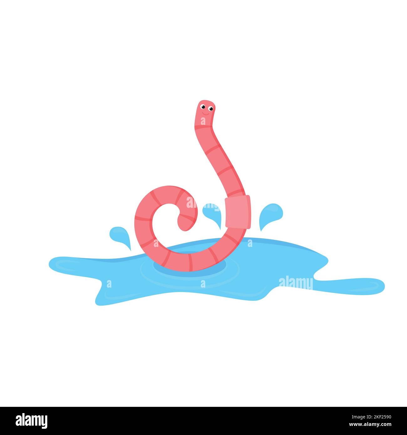 Rain worm in the puddle character eps 10 Stock Vector