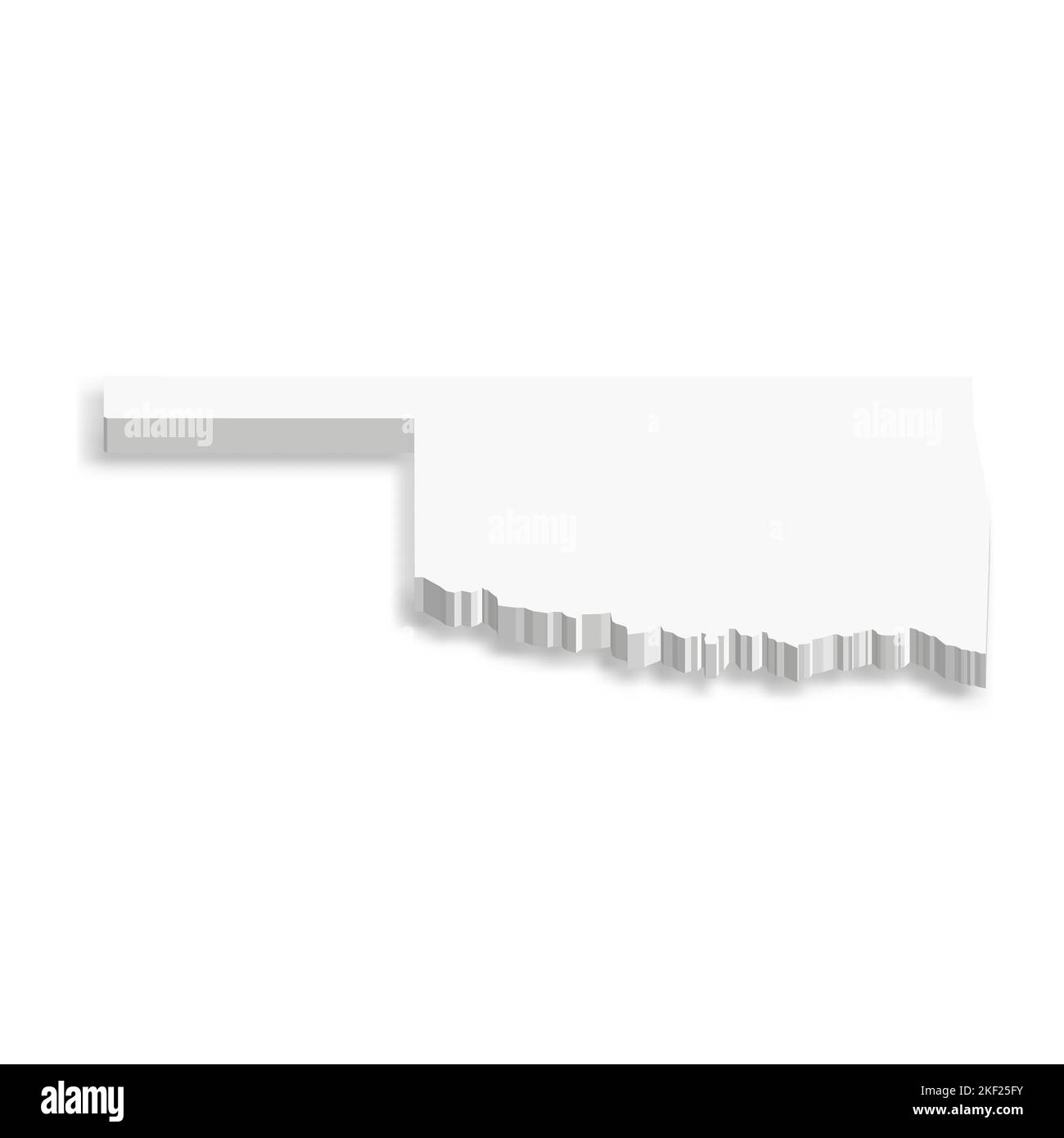 Oklahoma, state of USA white vector 3D map of country area Stock