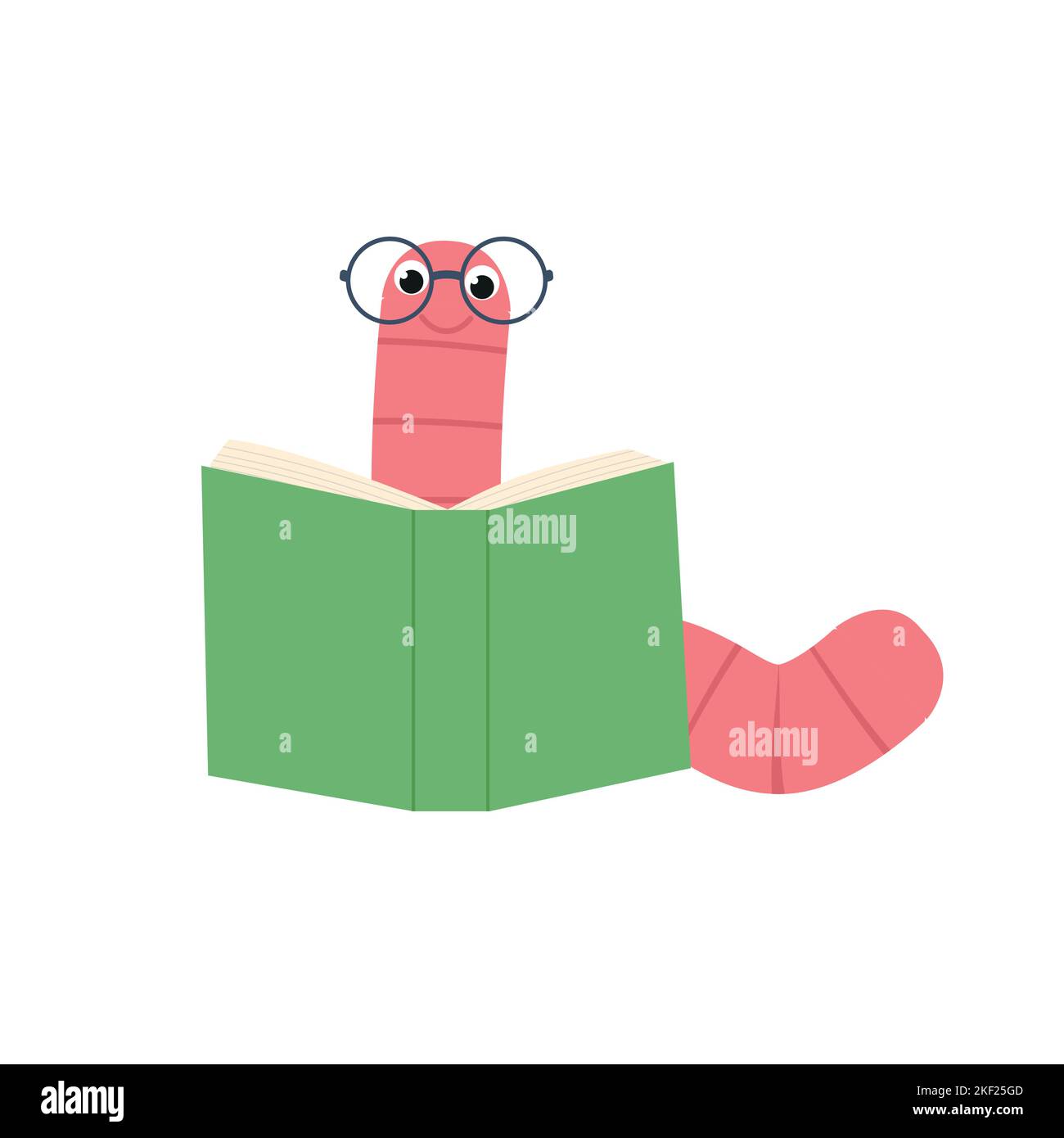 A cute caterpillar bookworm worm cute cartoon character education mascot wearing graduation hat and glasses reading a book eps 10 Stock Vector