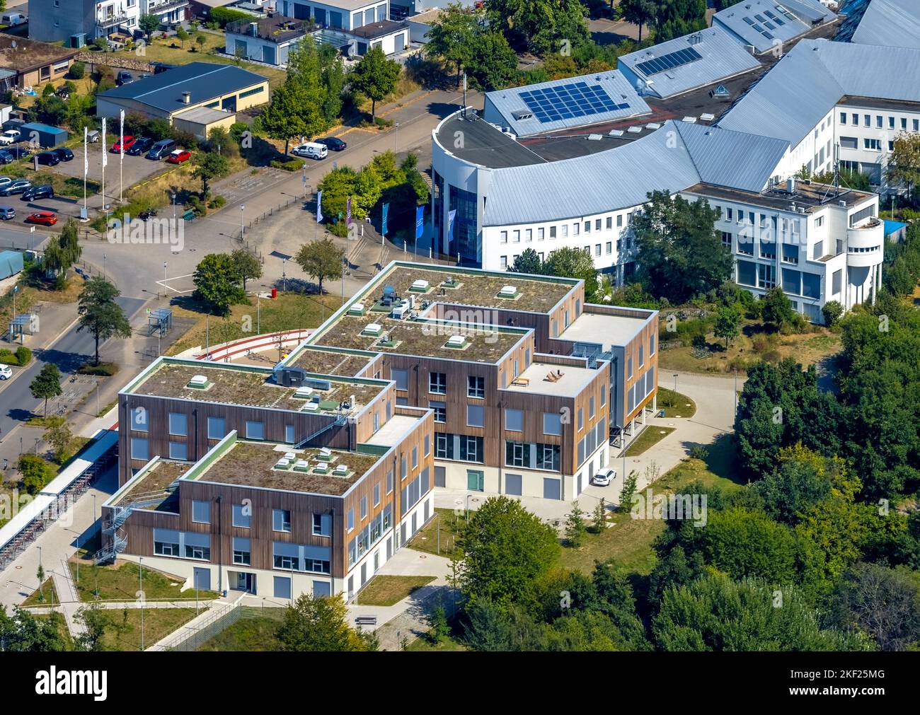 Aerial view, University of Witten / Herdecke with new building campus ...