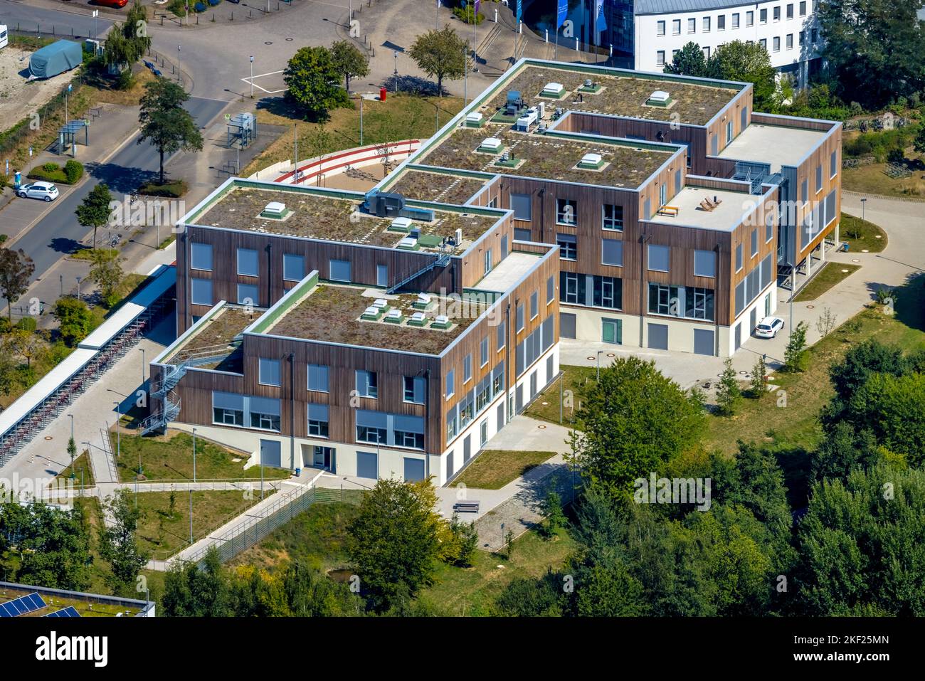 Aerial view, University of Witten / Herdecke with new building campus ...