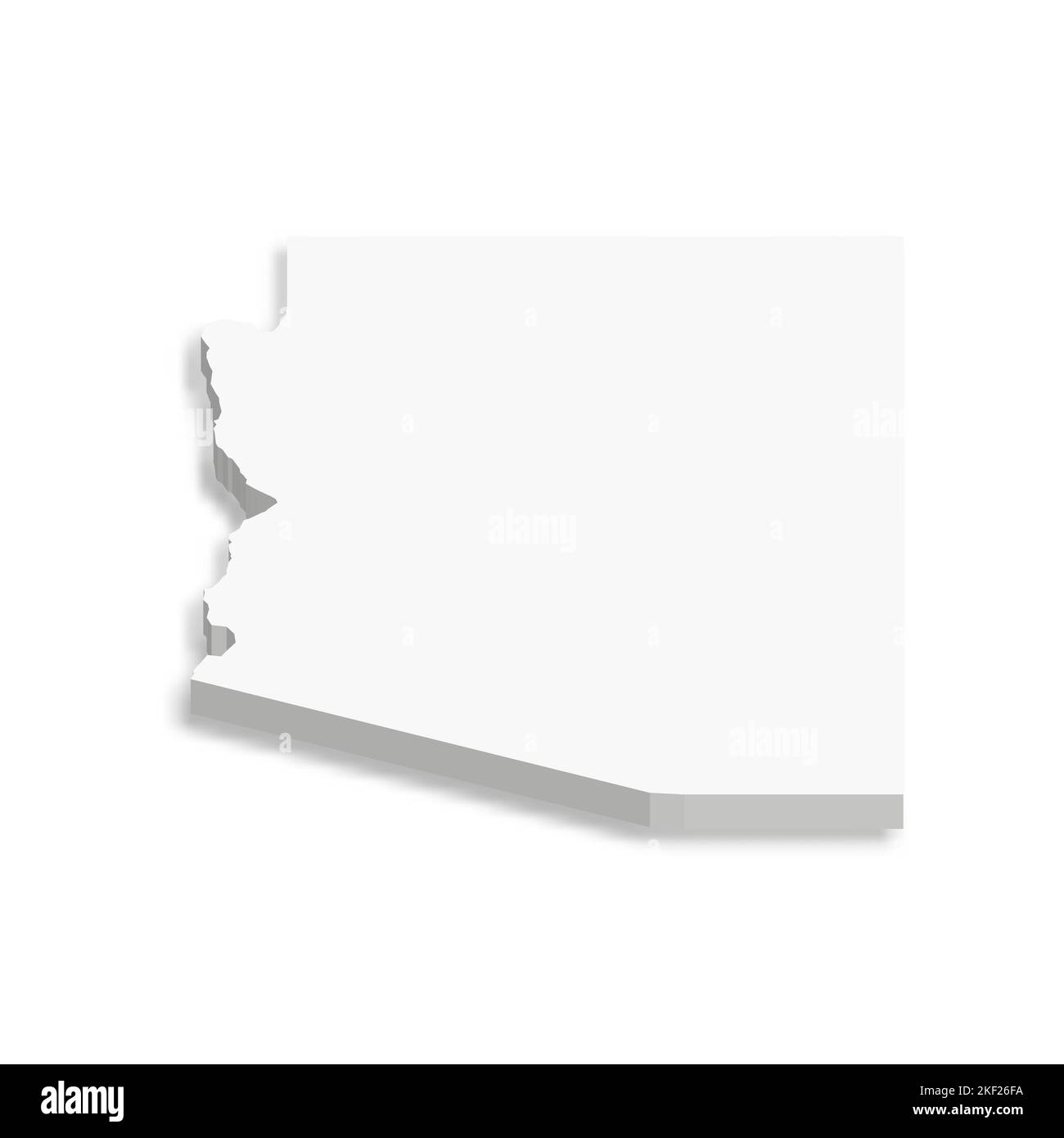 Arizona, state of USA - white vector 3D map of country area Stock