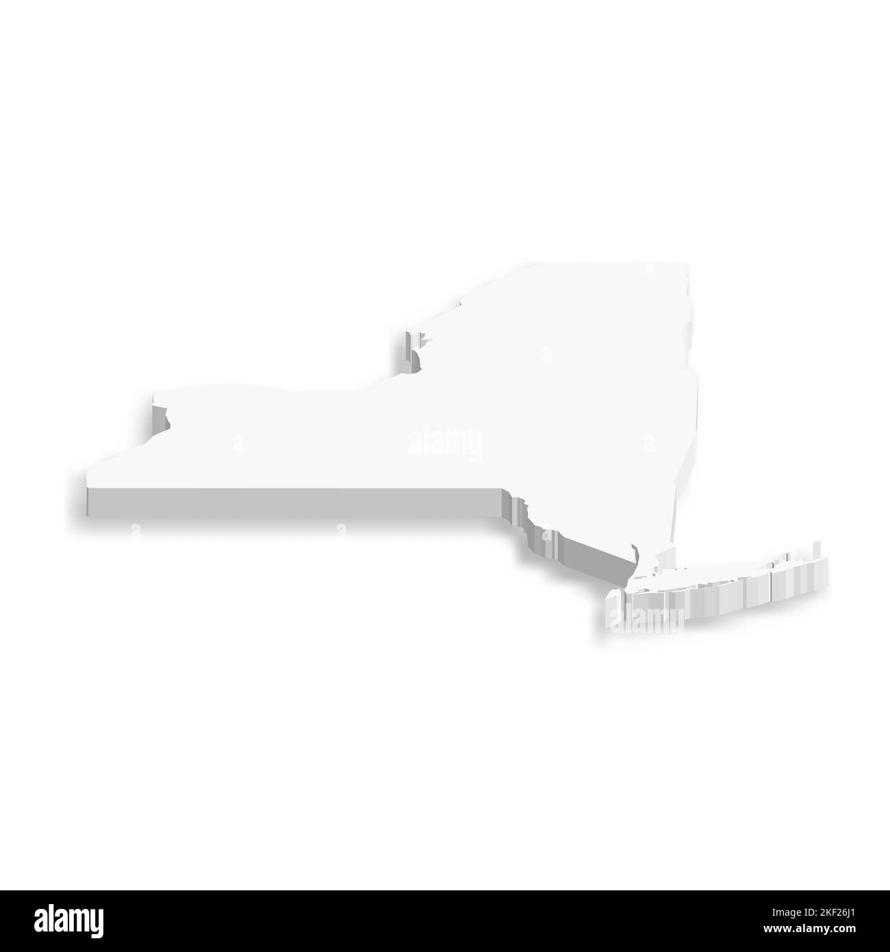New York, state of USA - white vector 3D map of country area Stock