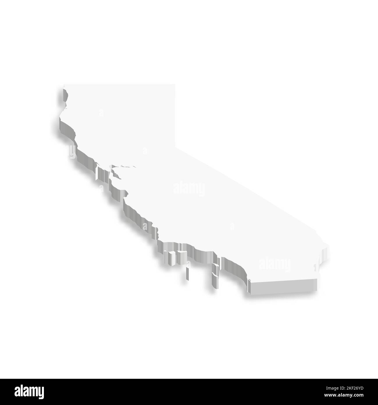 California, state of USA - white vector 3D map of country area Stock