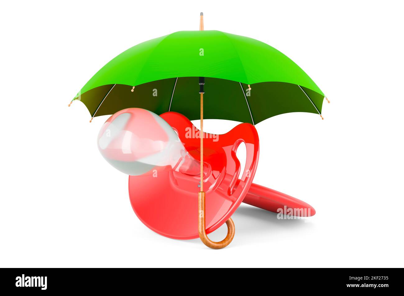 Pacifier under umbrella, 3D rendering isolated on white background ...