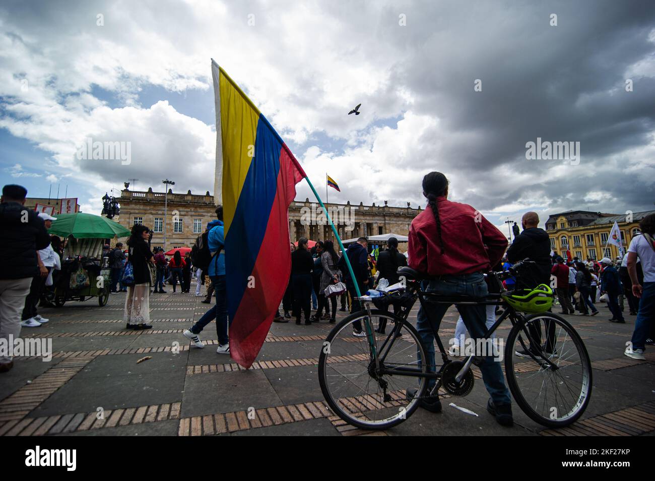 Bogota, Colombia. 15th Nov, 2022. Pro-Government supporters parade for the first 100 days of Gustavo Petro leftist government in office, in Bogota, Colombia on November 15, 2022. Photo by: Chepa Beltran/Long Visual Press Credit: Long Visual Press/Alamy Live News Stock Photo