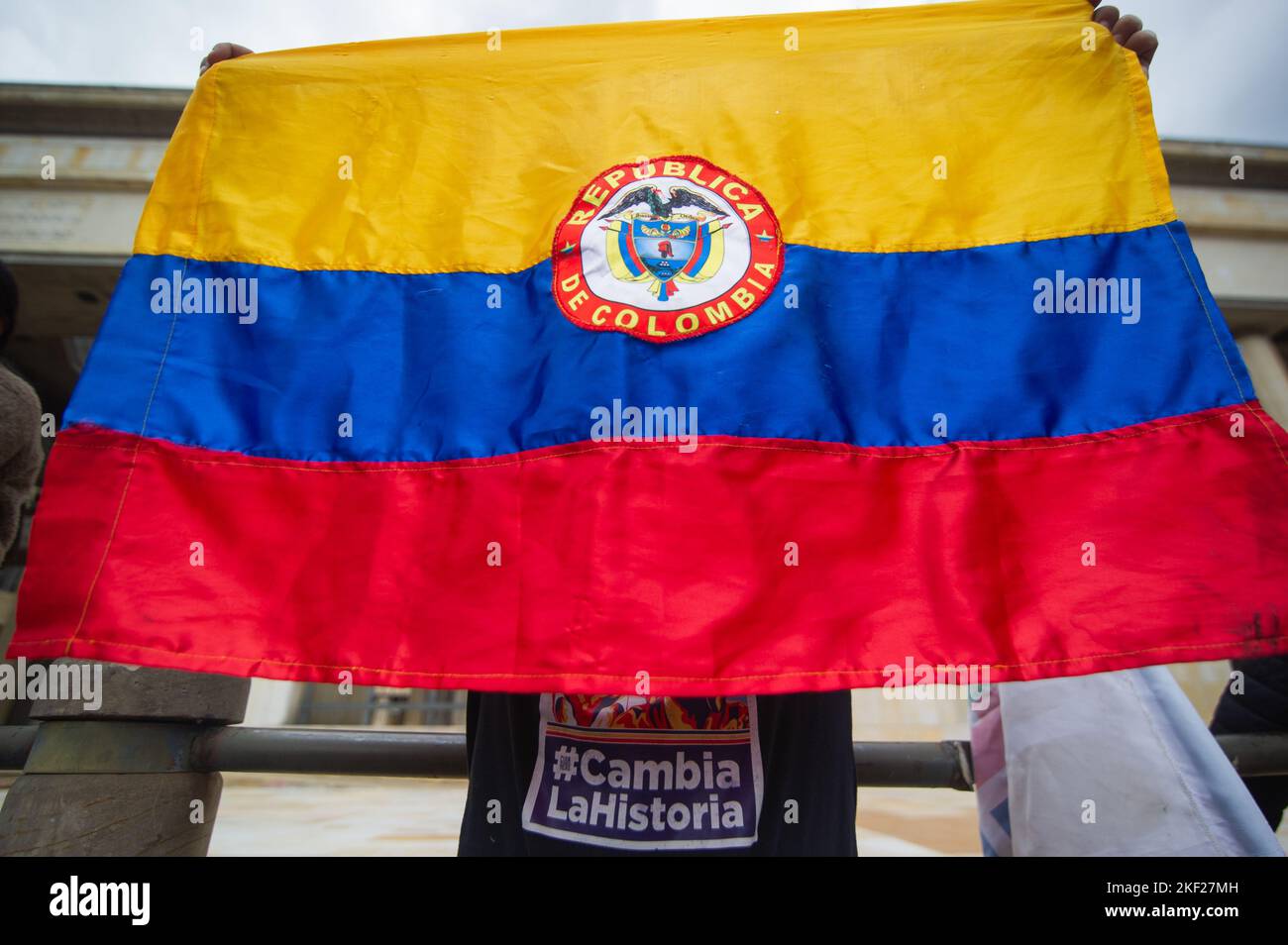 Bogota, Colombia. 15th Nov, 2022. Pro-Government supporters parade for the first 100 days of Gustavo Petro leftist government in office, in Bogota, Colombia on November 15, 2022. Photo by: Chepa Beltran/Long Visual Press Credit: Long Visual Press/Alamy Live News Stock Photo