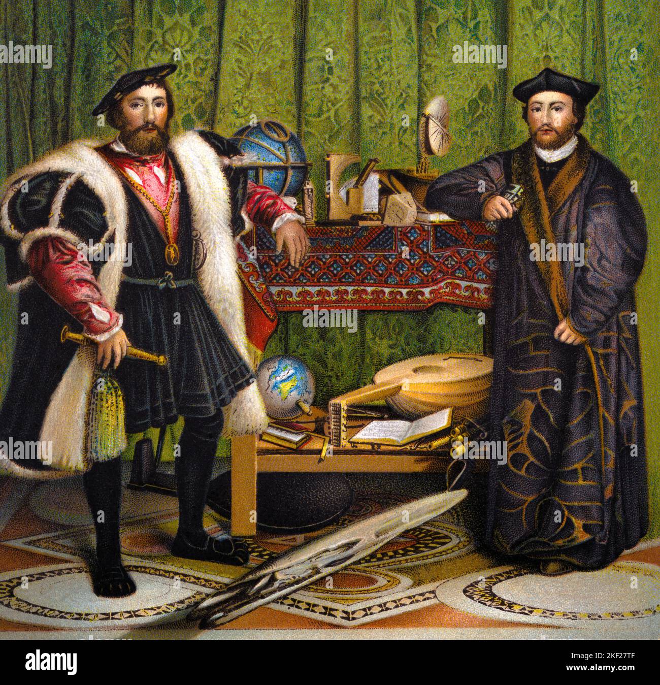 1530s THE AMBASSADORS BY HANS HOLBEIN THE YOUNGER TWO FRENCHMEN A DIPLOMAT & CLERGYMAN IN COURT OF HENRY VIII  - ka9381 HAR001 HARS MID-ADULT MID-ADULT MAN YOUNGER & 1530s CAUCASIAN ETHNICITY CLERGYMAN DIPLOMAT HAR001 HENRY OLD FASHIONED Stock Photo