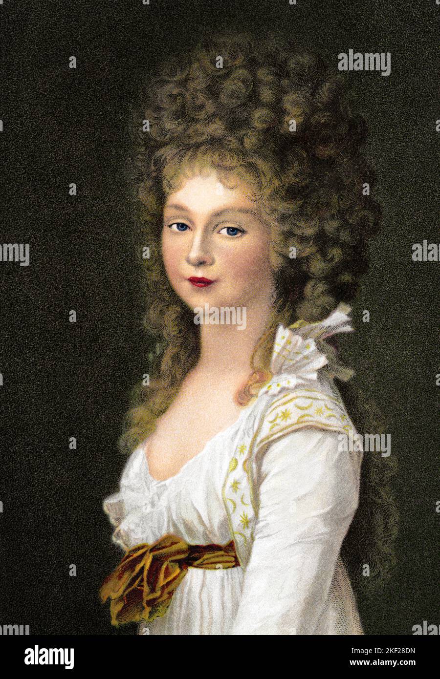 1790s PORTRAIT OF PRINCESS FREDERIKE OF PRUSSIA BY JOHANN TSCHBEIN - ka9403 HAR001 HARS EMPIRE WAIST FASHIONS YOUNG ADULT WOMAN 1790s CAUCASIAN ETHNICITY HAR001 OLD FASHIONED PRINCESS PRUSSIA Stock Photo