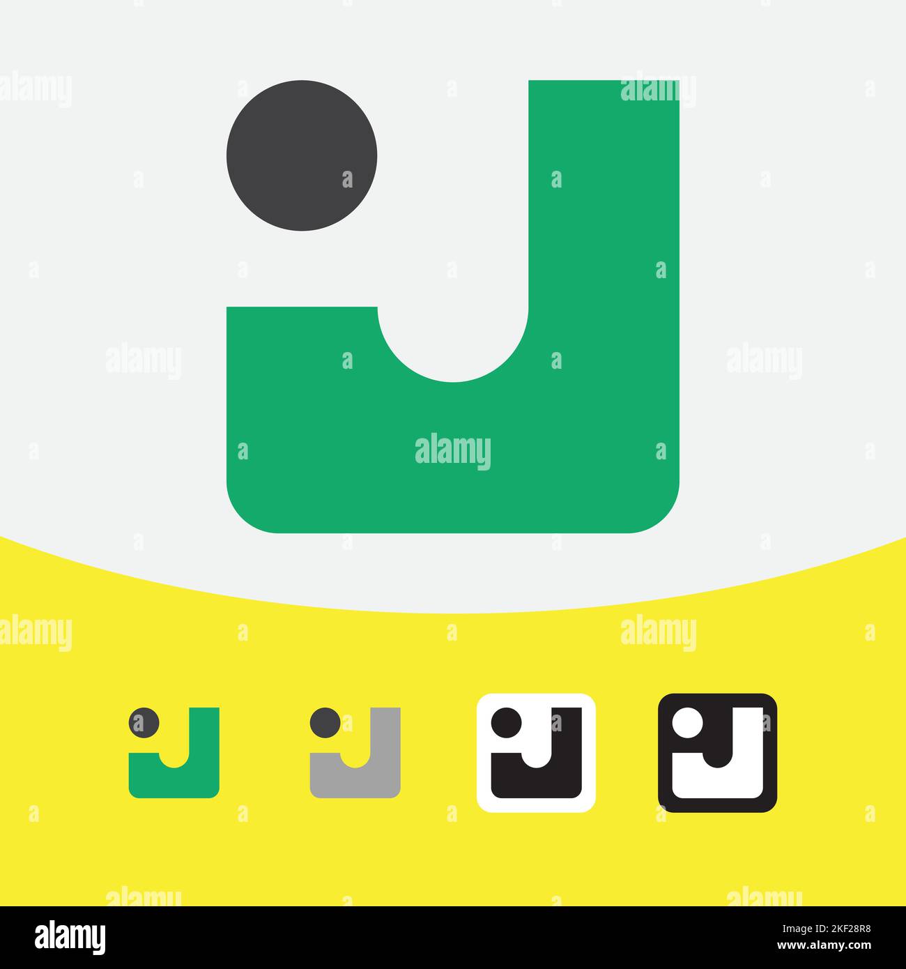 Letter J or i and j logo design vector. Vector illustration. gray and green Stock Vector