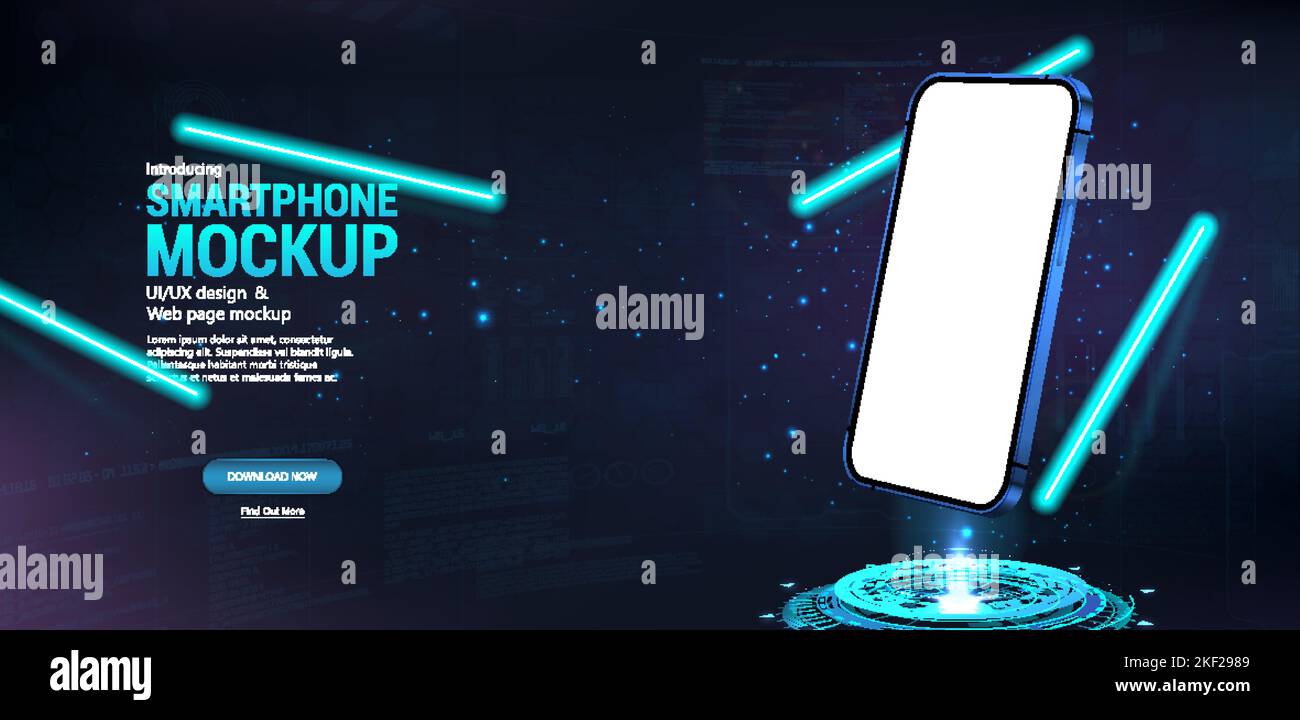 Hologram 3D futuristic mobile phone with blank screen Stock Vector