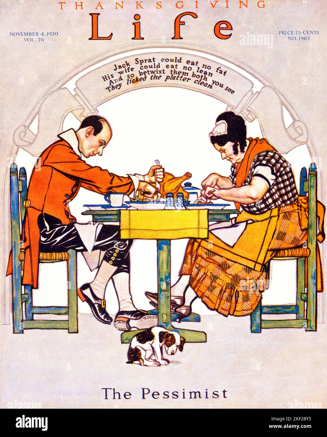 1920s JACK SPRAT AND WIFE EATING LEAN AND FAT WHICH LEAVES NO LEFTOVER FOR DOG UNDER THE TABLE THANKSGIVING ISSUE OF LIFE 1920 - kh13586 NAW001 HARS CELEBRATION FEMALES MARRIED SPOUSE HUSBANDS HOME LIFE COPY SPACE FRIENDSHIP FULL-LENGTH LADIES PERSONS MALES AMERICANA PARTNER SADNESS HAPPINESS MAMMALS AND CANINES THANKFUL POOCH SUPPER CONNECTION THURSDAY CONCEPTUAL ISSUE NATIONAL HOLIDAY GRATEFUL CANINE COOPERATION LEAN MAMMAL MID-ADULT MID-ADULT MAN MID-ADULT WOMAN NOVEMBER TOGETHERNESS WIVES CAUCASIAN ETHNICITY OLD FASHIONED Stock Photo