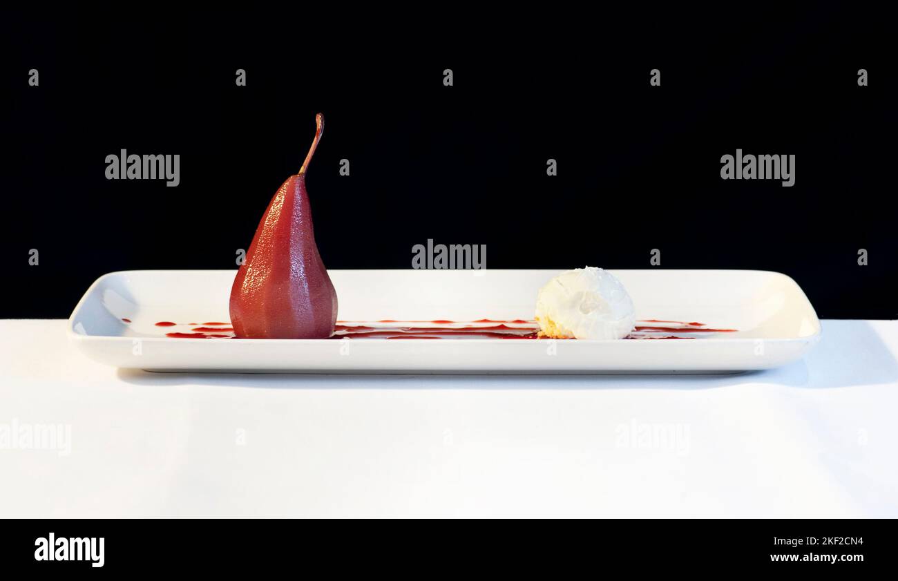 poached-pears-in-red-wine-stock-photo-alamy