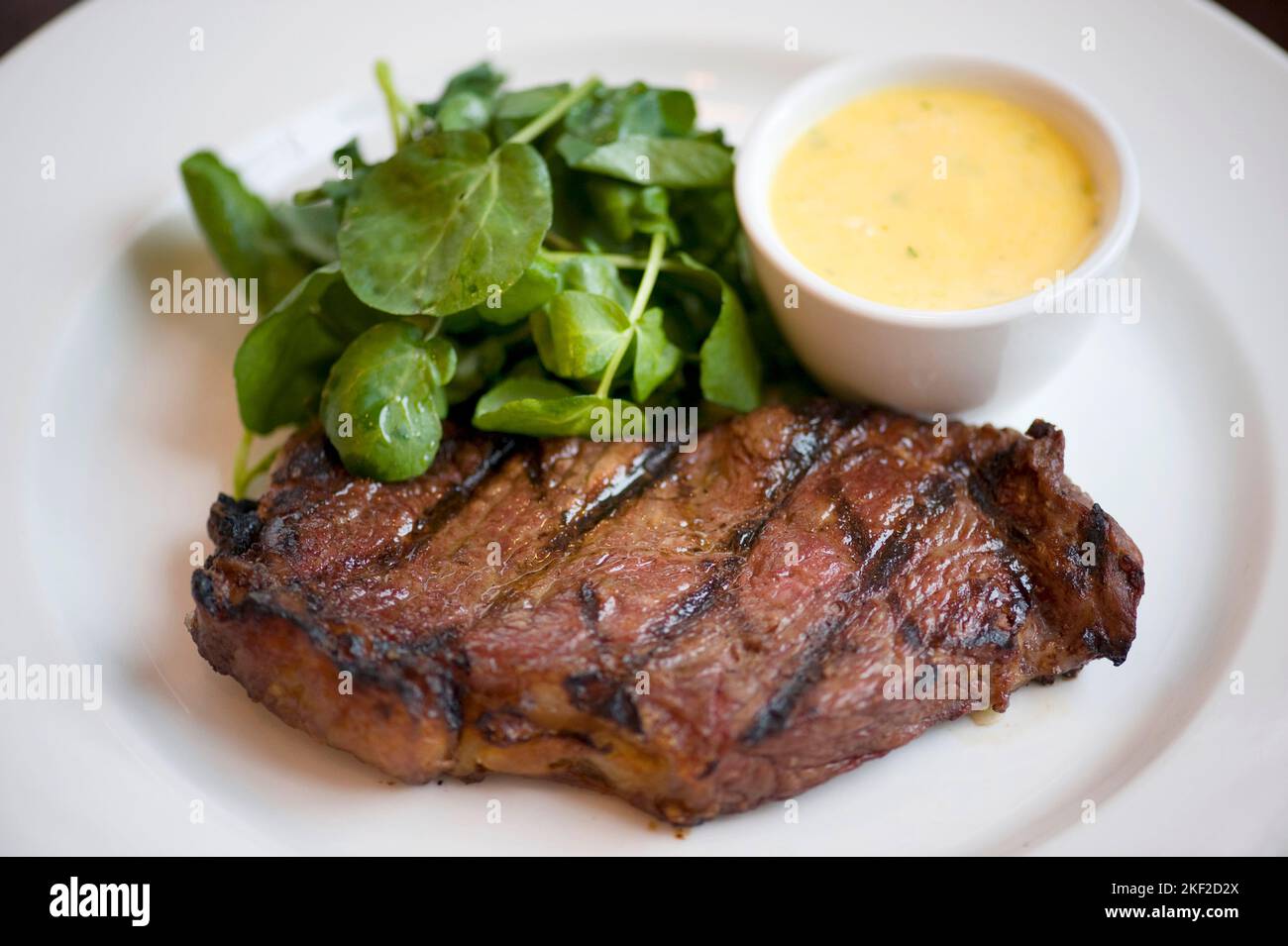 steak with greens Stock Photo