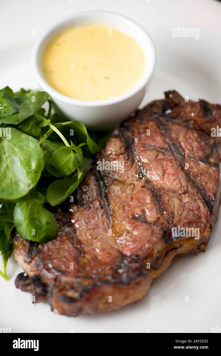 steak with greens Stock Photo
