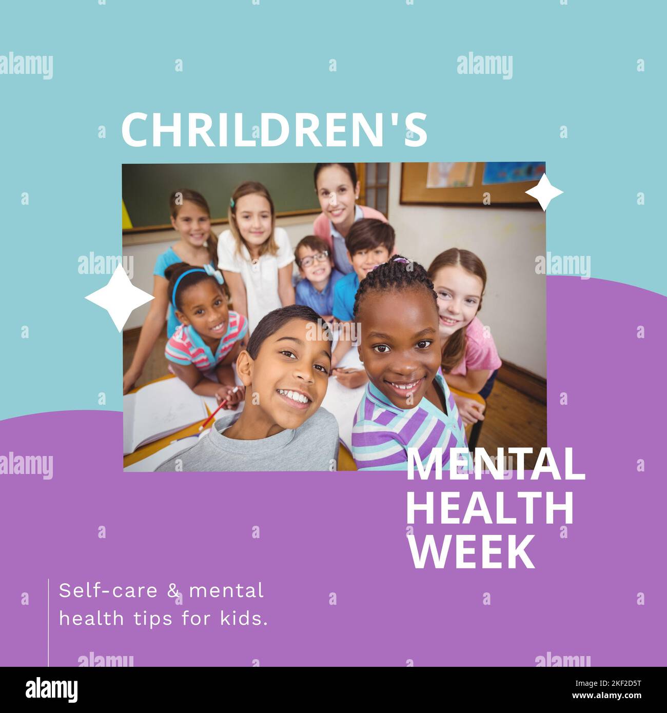 Composition of children's mental health week text and school children smiling Stock Photo Alamy