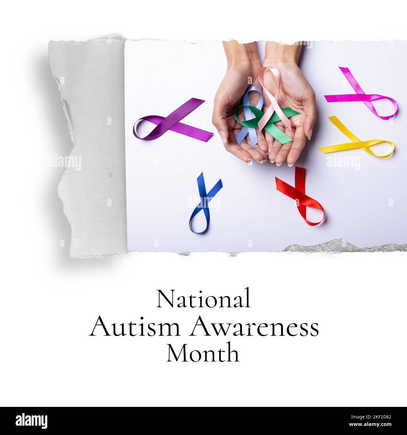 Composition of national autism awareness month text and multi colored