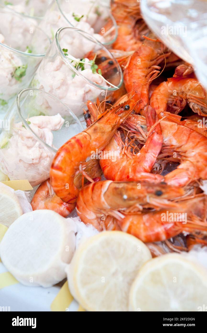 Shrimps saved at buffet Stock Photo