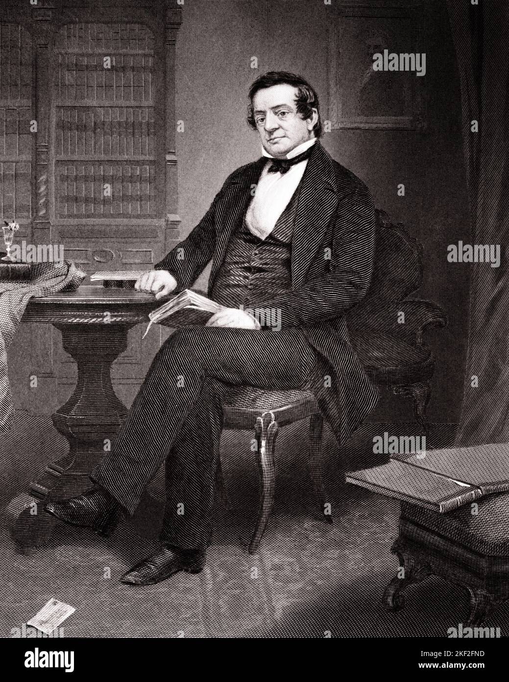 1830s PORTRAIT OF WASHINGTON IRVING AMERICAN SHORT STORY WRITER ESSAYIST BIOGRAPHER HISTORIAN DIPLOMAT  - q51213 CPC001 HARS WRITER 1830s CREATIVITY NEW ENGLAND 1840s BIOGRAPHER BLACK AND WHITE DIPLOMAT ESSAYIST HISTORIAN KNOWN OLD FASHIONED SUNNYSIDE Stock Photo