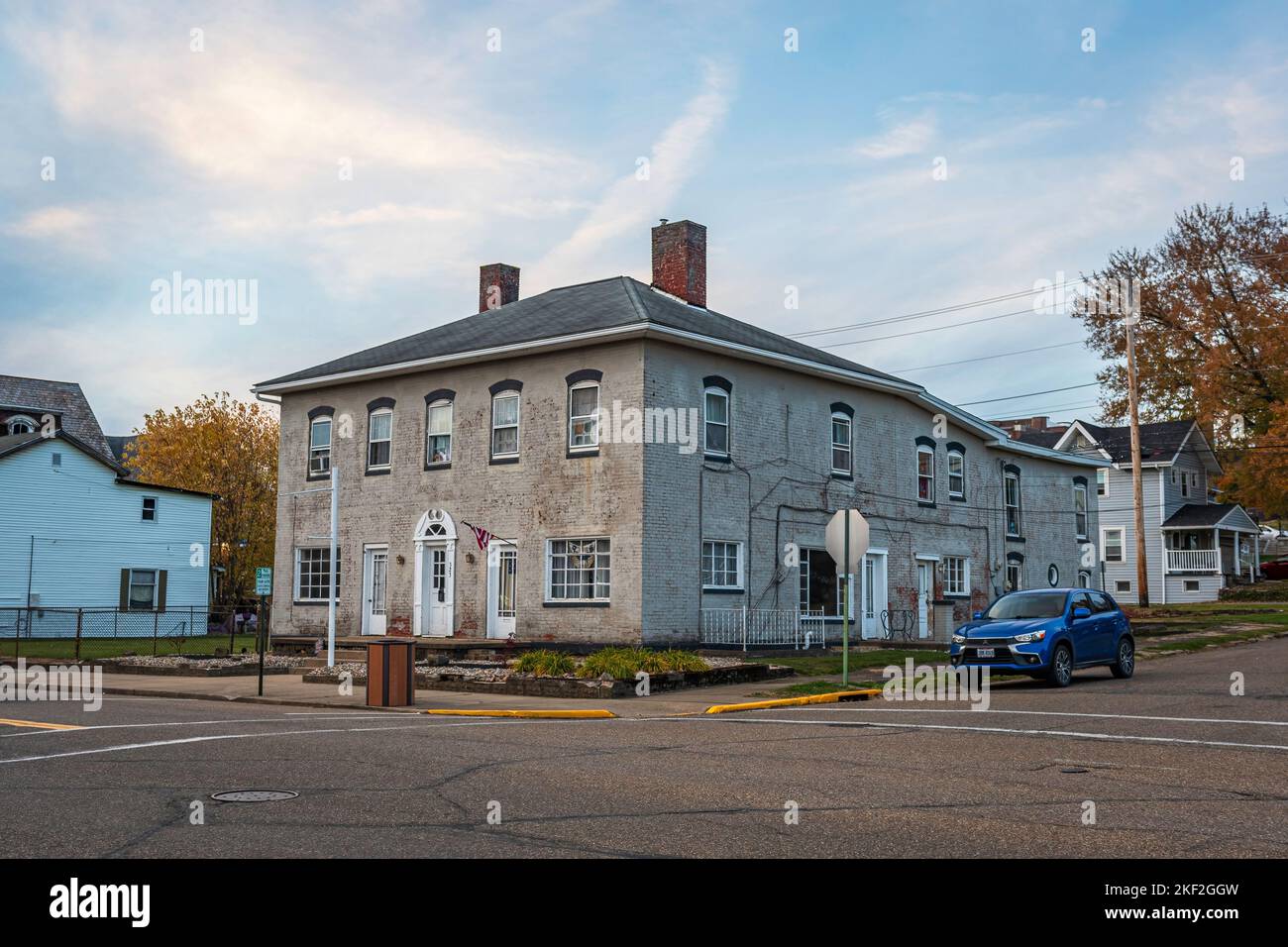 Dennison, Ohio, USA- Oct. 24, 2022: Historic house in downtown Dennison on a beautiful autumn evening. Stock Photo