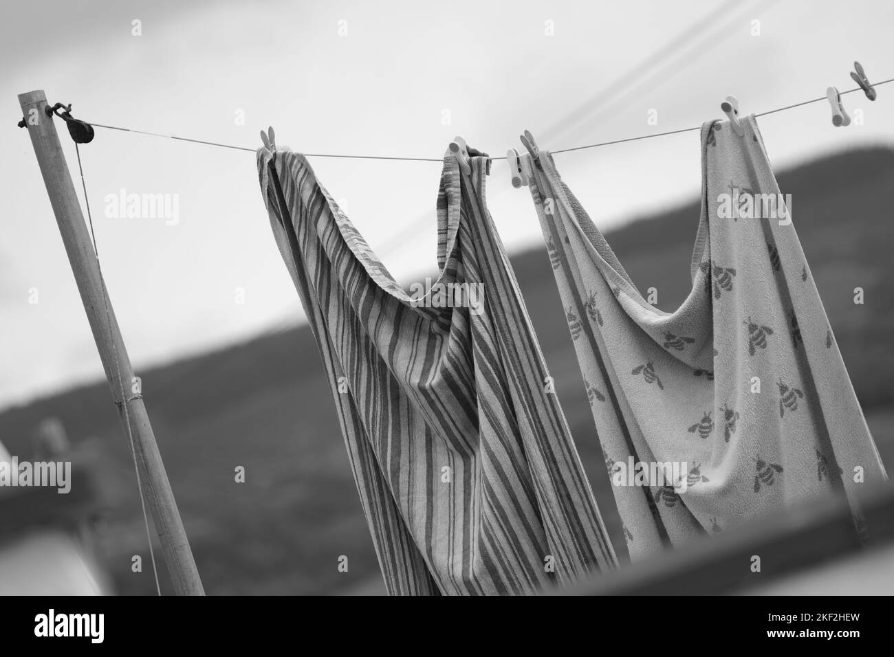 Washing clothes line pole Black and White Stock Photos & Images Alamy
