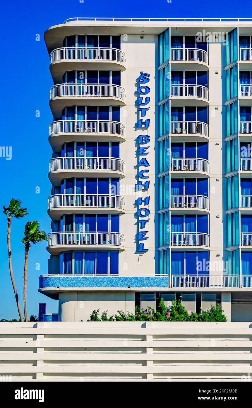 South Beach Hotel is pictured on Biloxi Beach, Nov. 13, 2022, in Biloxi, Mississippi. The hotel, located on Biloxi Beach, features 99 suites. Stock Photo