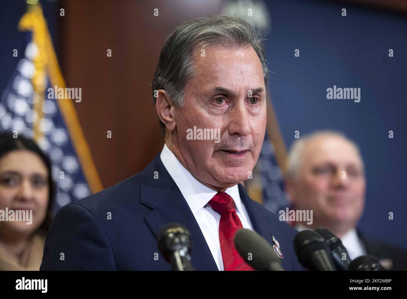 Washington, United States. 15th Nov, 2022. Nominee for House Republican Policy Chair Rep. Gary Palmer, R-AL, speaks during a press conference after House Republicans held their leadership elections for the 118th Congress at the U.S. Capitol in Washington, DC on Tuesday, November 15, 2022. Photo by Bonnie Cash/UPI Credit: UPI/Alamy Live News Stock Photo