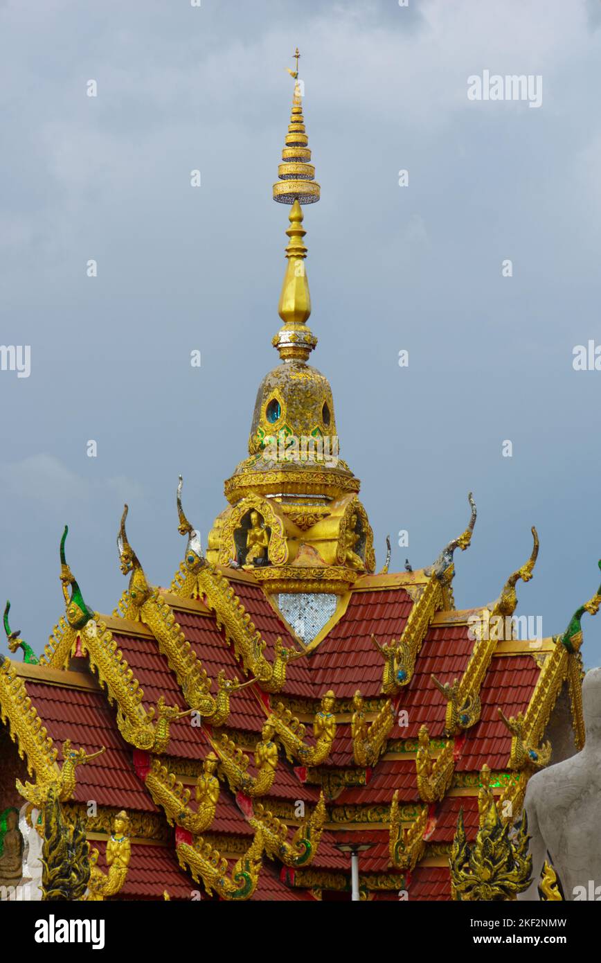 Thailand temple detail view showing an ancient traditional monument ...