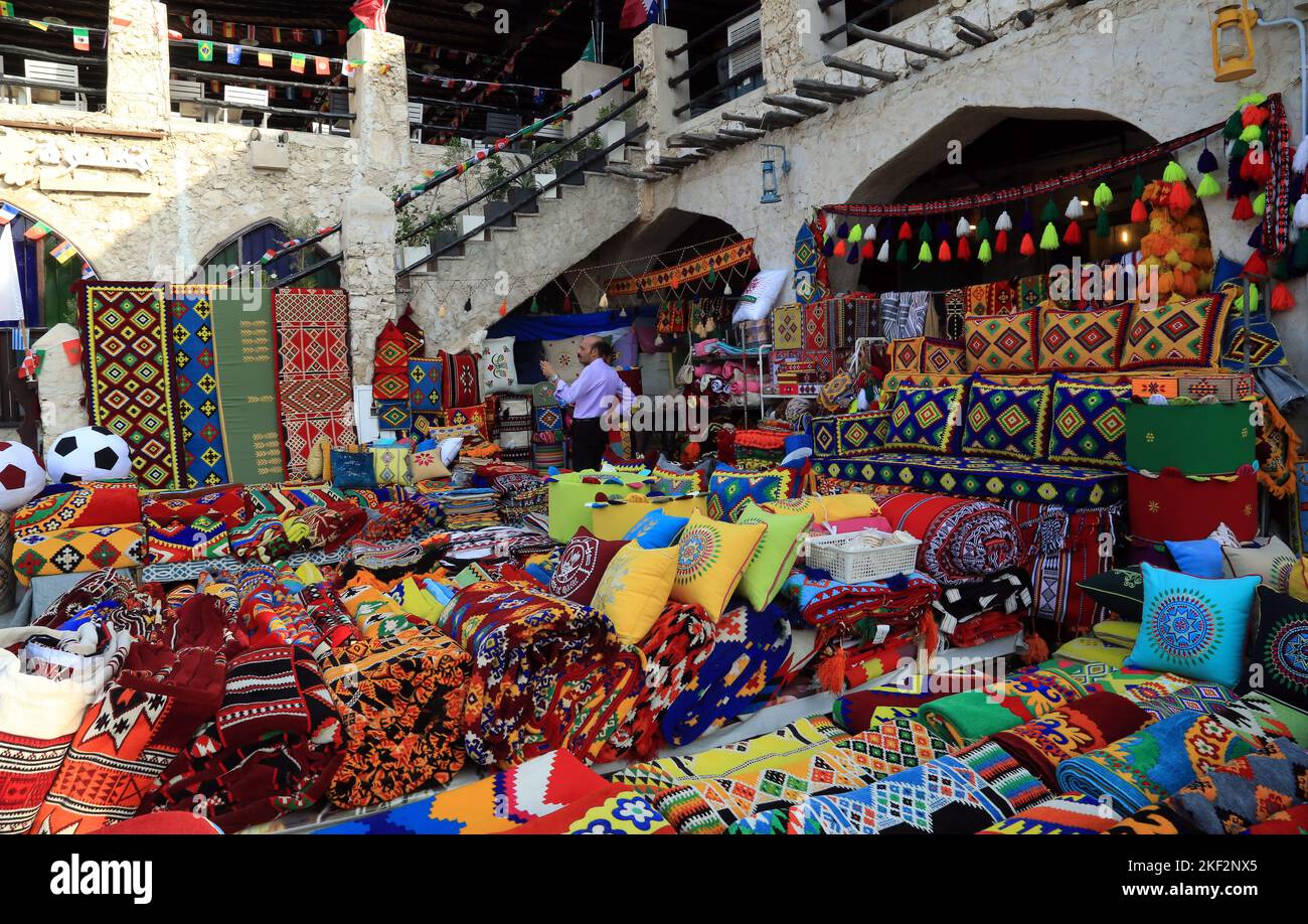 Doha, Qatar. 14th Nov, 2022. Tourist visit the Souq Waqif an old