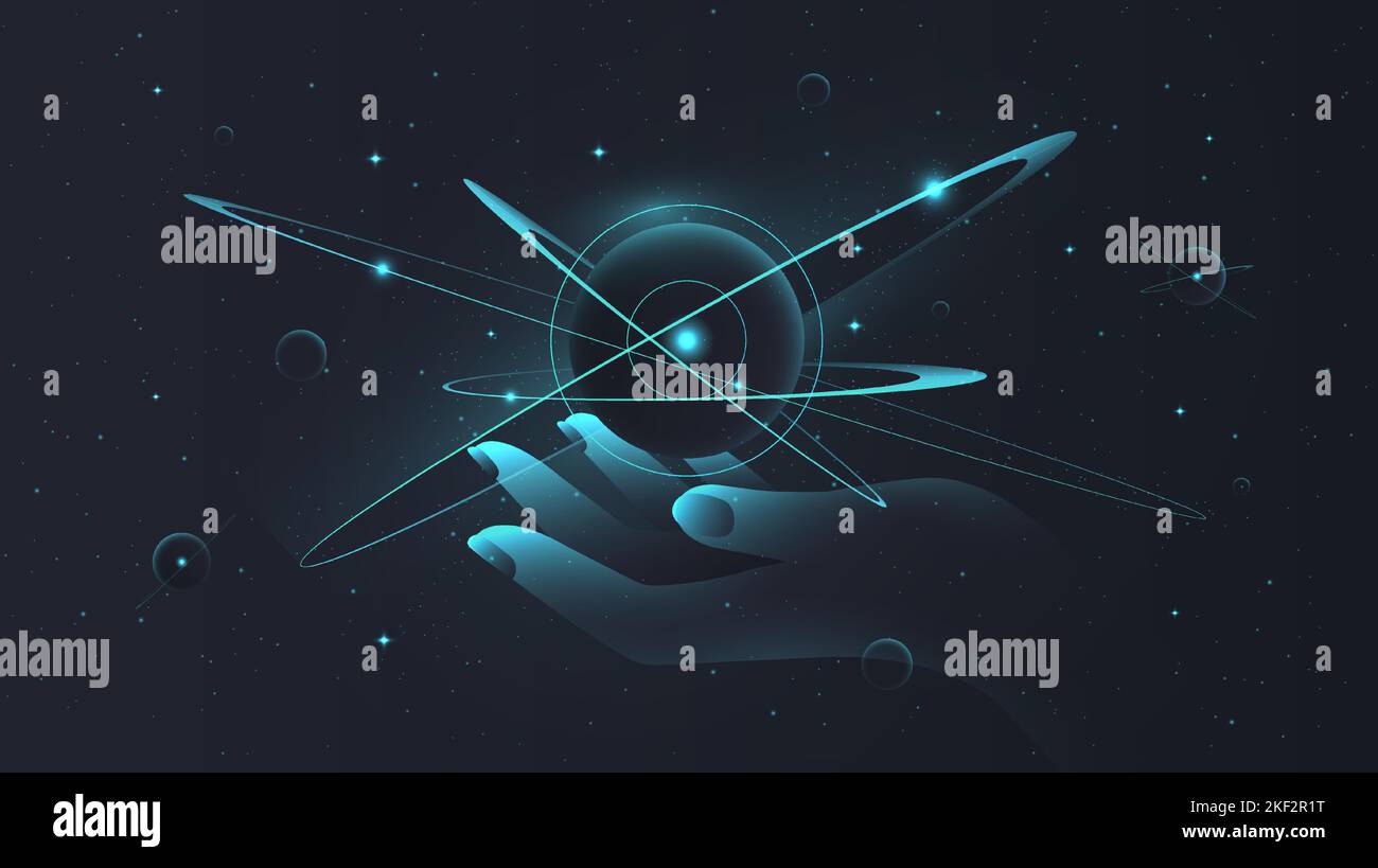 Holding floating atom Stock Vector