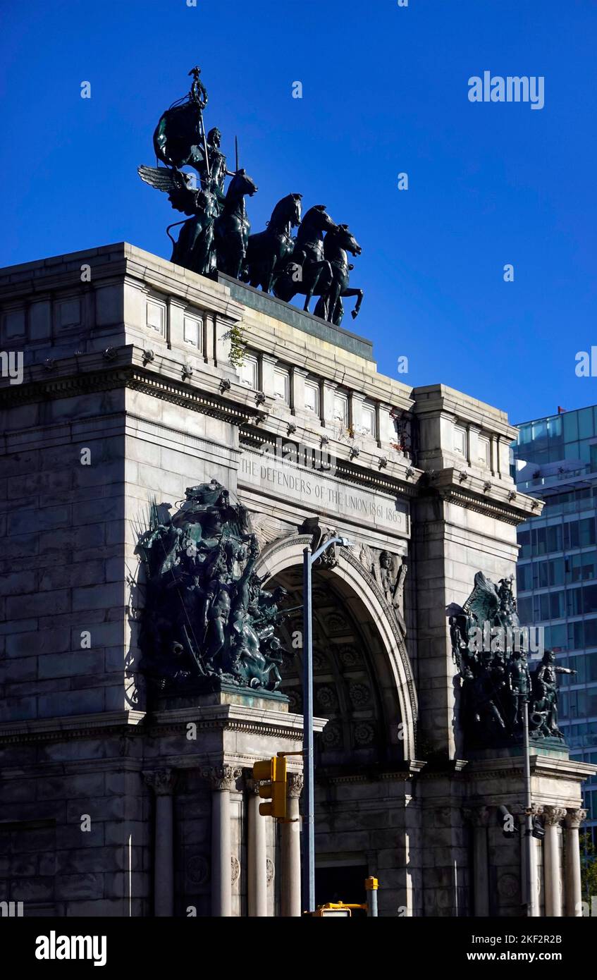 Arch in Grand Army Plaza in Brooklyn NYC Stock Photo