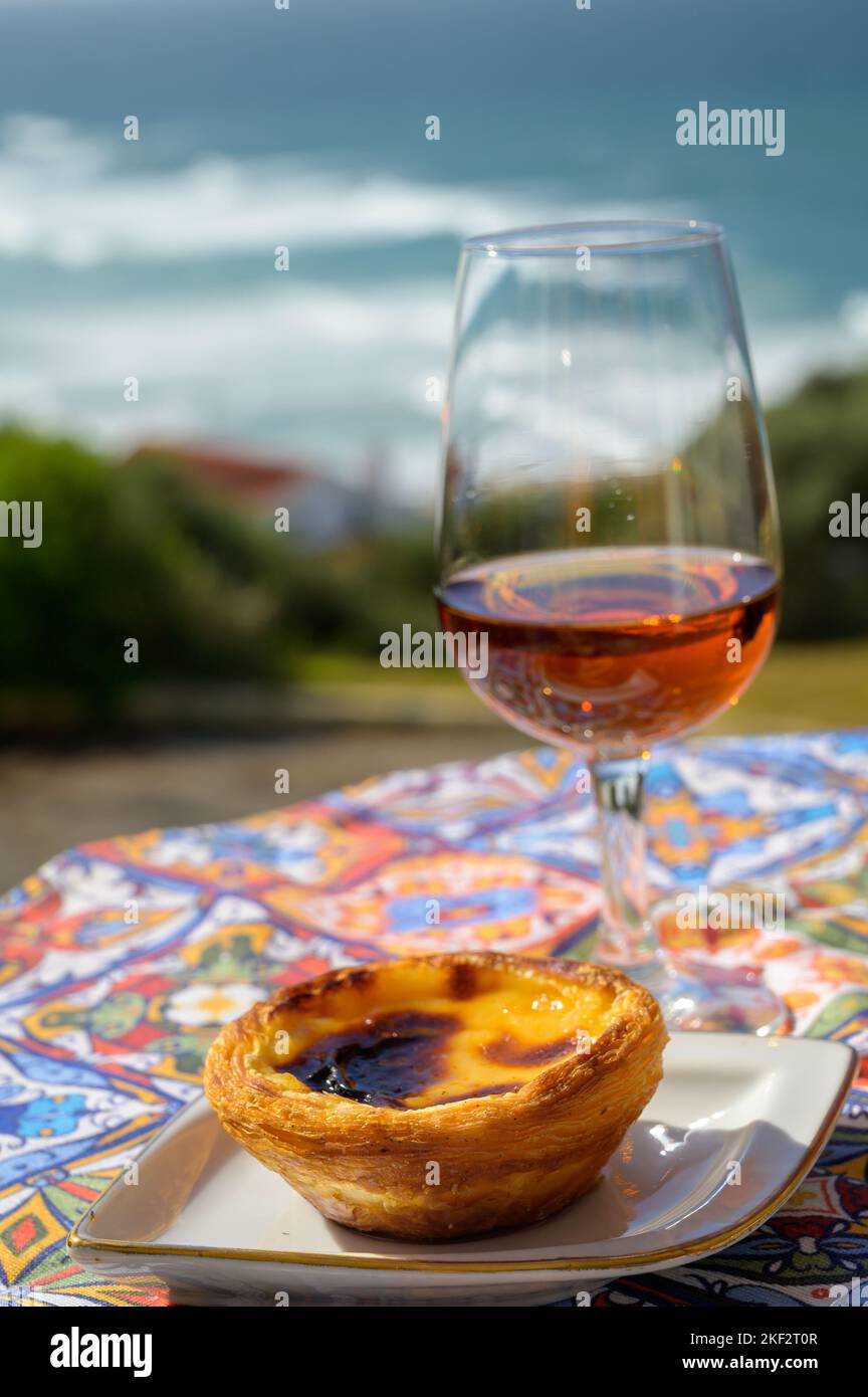 Portugal's traditional food and drink, glass of porto wine or muscatel