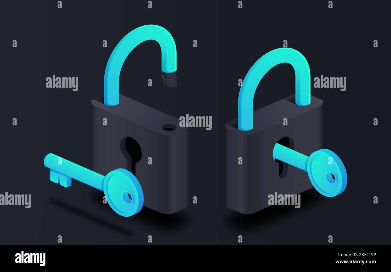 Isometric Lock and key Stock Vector Image & Art Alamy