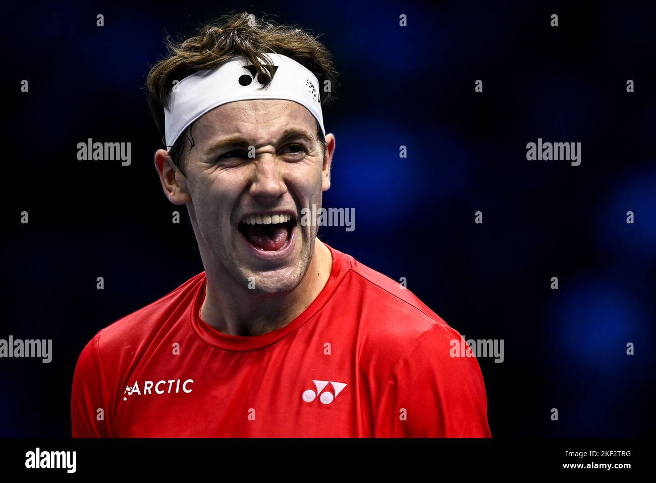 Turin, Italy. 15 November 2022. Casper Ruud of Norway celebrates the