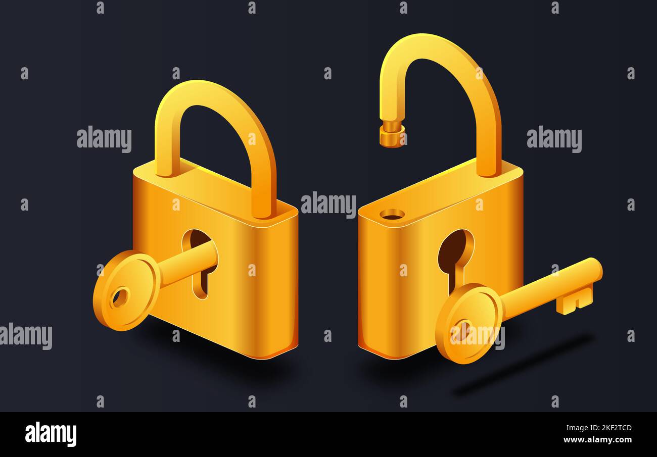 Lock and key gold Stock Vector Image & Art Alamy