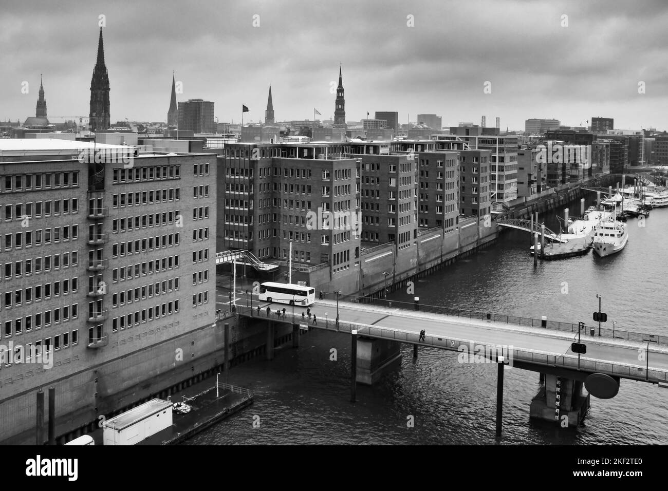 A gray scale shot of the Hamburg city in Germany Stock Photo