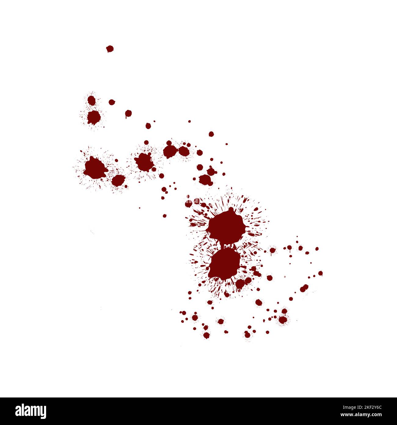 Red blood splatter stain on white background Stock Photo