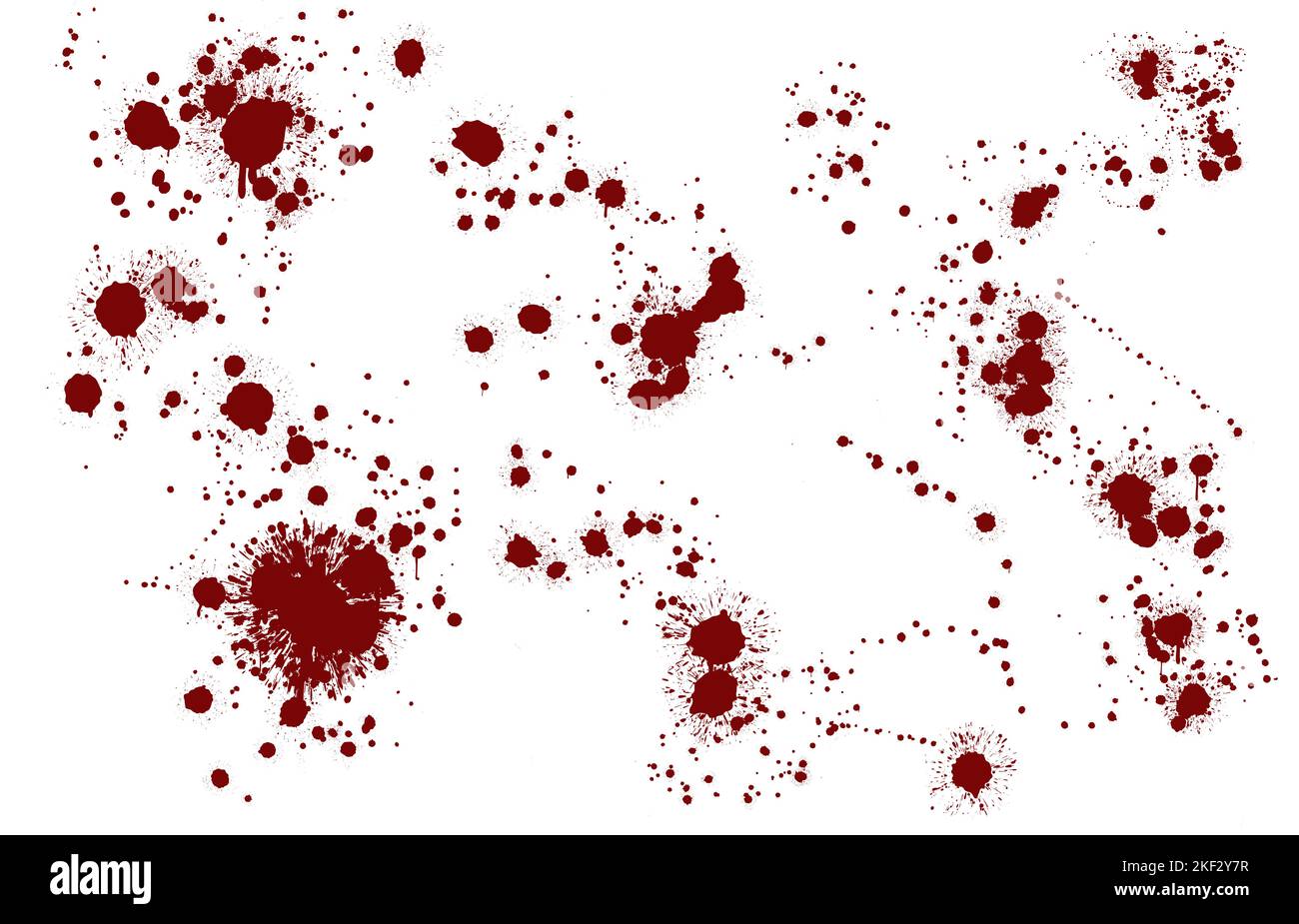 Red blood splatter stain on white background Stock Photo