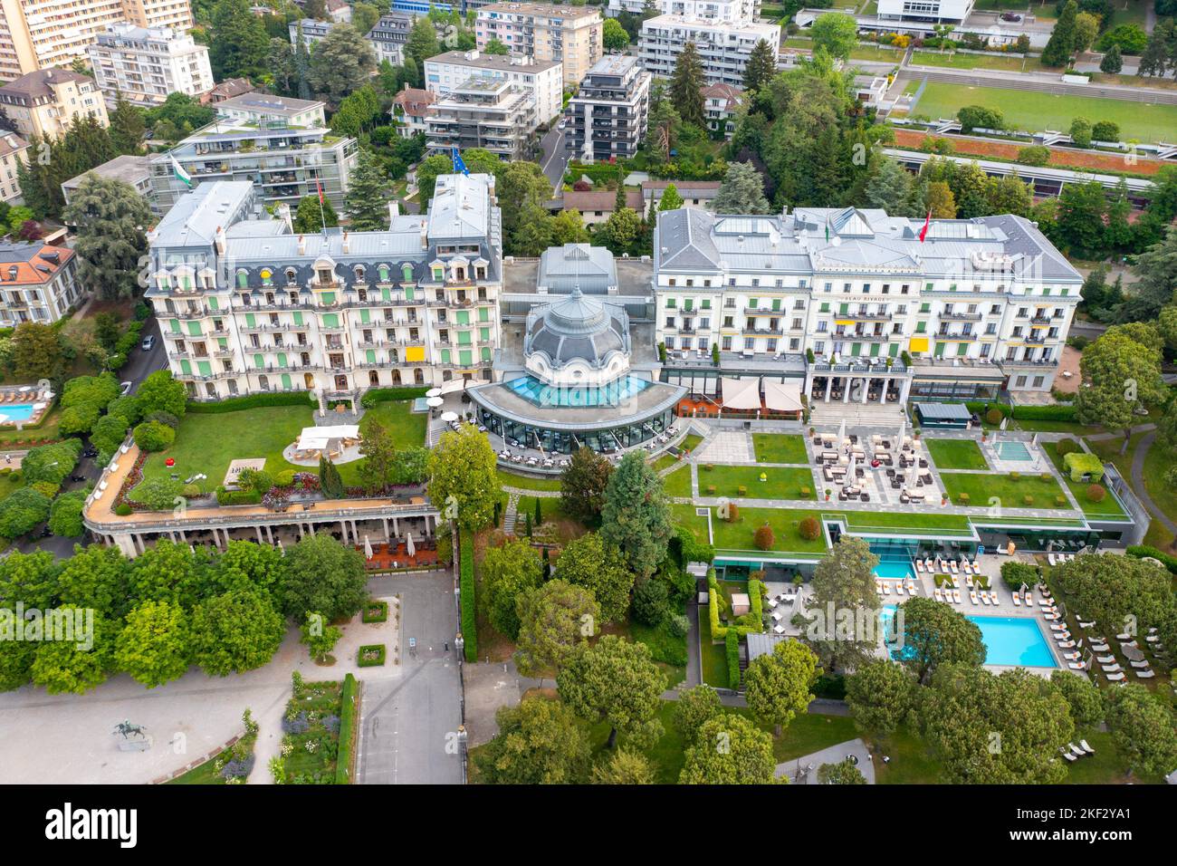 Hôtel Beau-Rivage Palace, Lausanne, Switzerland Stock Photo