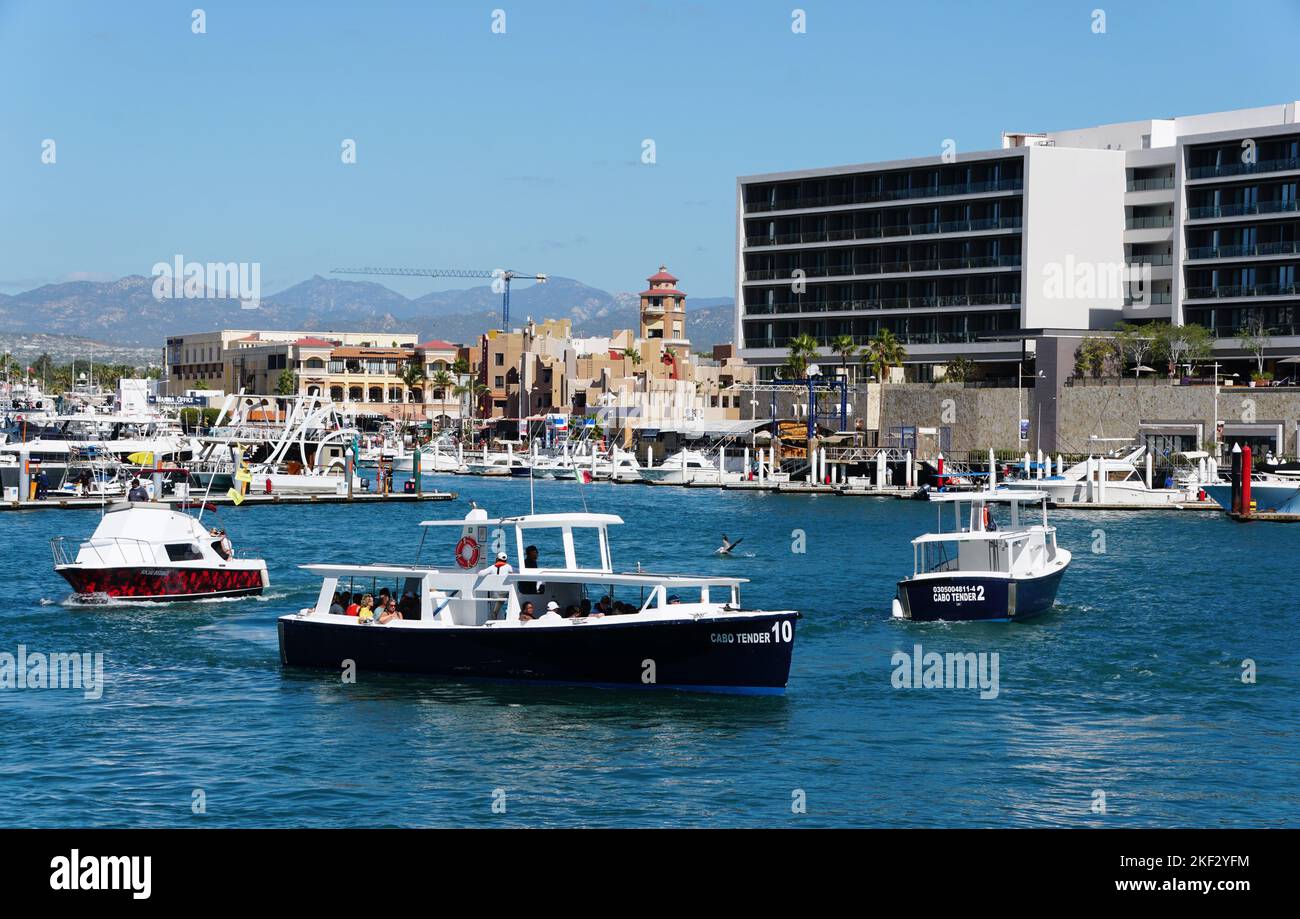 Cabo San Lucas, Mexico - November 7, 2022 - The tender boats carrying ...