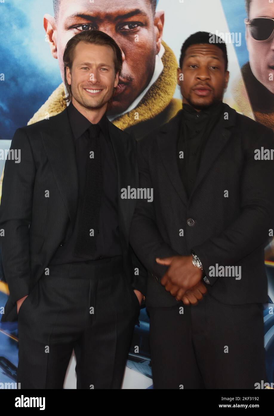 Los Angeles, Ca. 15th Nov, 2022. Glen Powell and Jonathan Majors at the ...