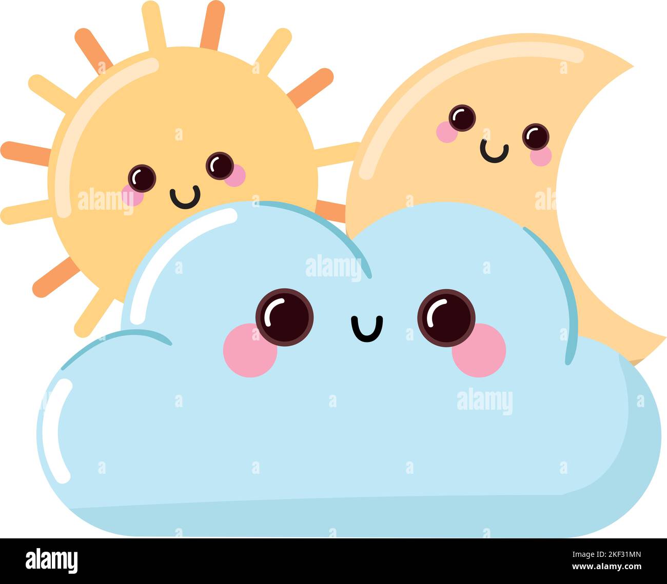 cloud sun and moon kawaii weather Stock Vector Image & Art - Alamy