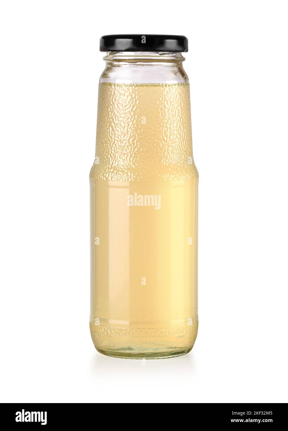 jar, apple juice bottle with screw black lid isolated on whit, with